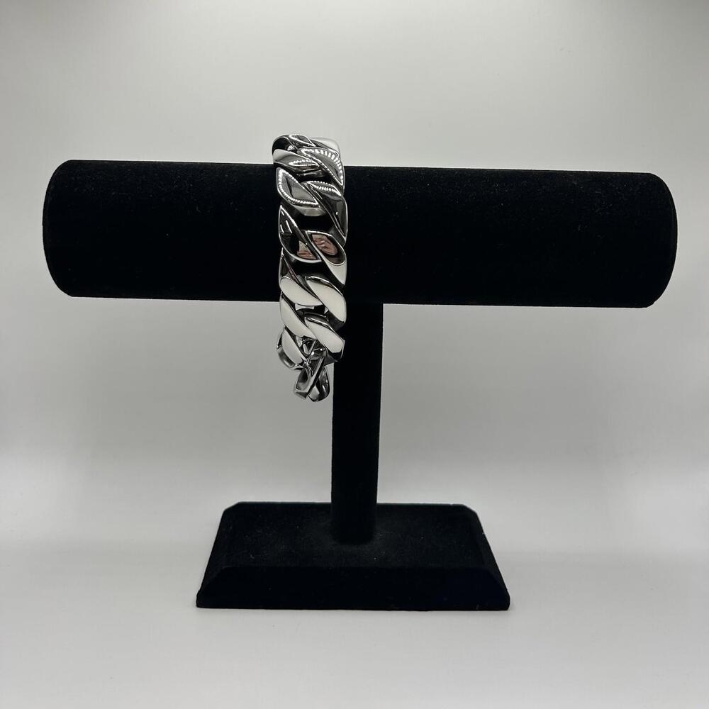 Invicta Jewelry Stainless Steel Chunky Modified Mariner Link Bracelet Silvertone - Picture 3 of 4